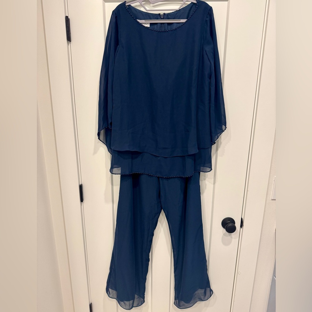 JJs House Navy Blue Layered Pantsuit New with Tags